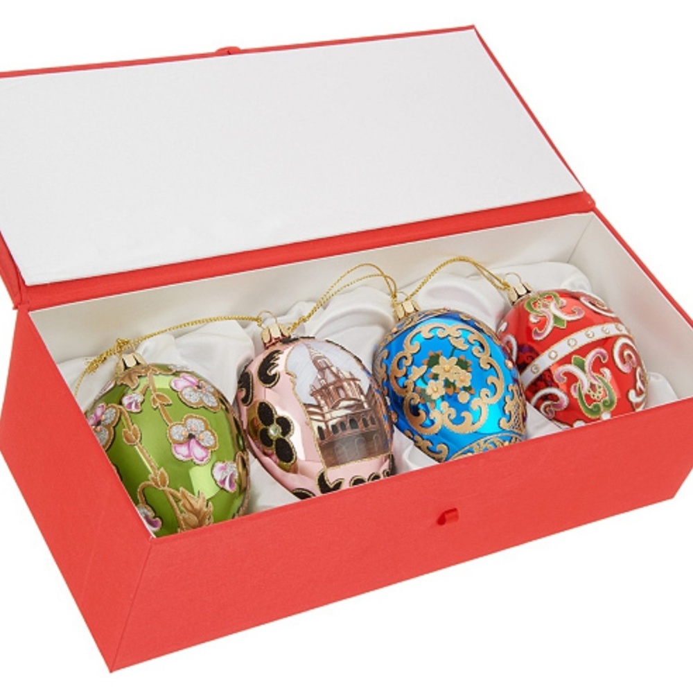 Joan Rivers Set of 4 Handpainted Egg Ornaments